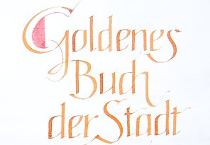 Schriftzug für das goldene Buch der Stadt Moerfelden-Walldorf