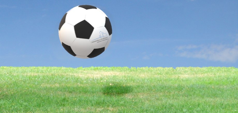 Ein Fußball wird über den Rasen gekickt