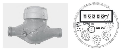 Ein Wasserzähler zum Ablesen des Wasserverbrauches